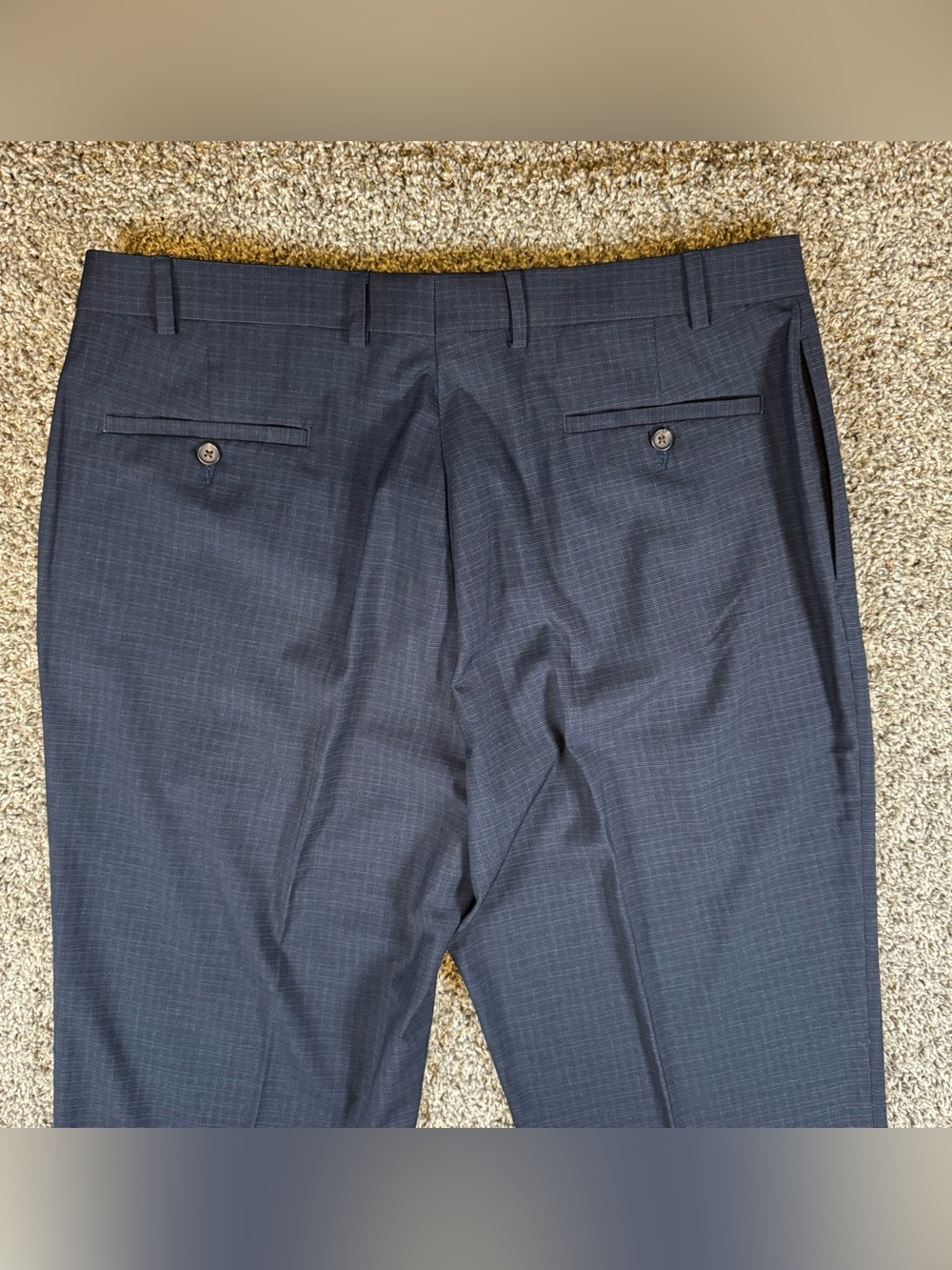 Ralph Ralph Lauren Mens 38x32 Navy Plaid Trousers Flat Front Dress Pants Slacks - Picture 4 of 9